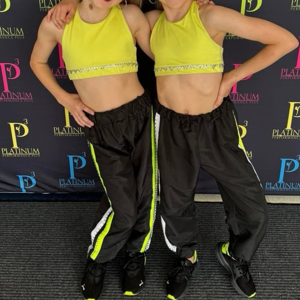 Kids Neon Yellow and Black hip hop Costume Set